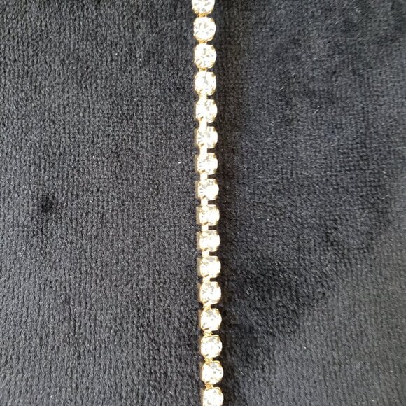 Womens Fashion Rhinestone Chain Long Tassel Choker Necklace with Lobster Clasp - Picture 4 of 5